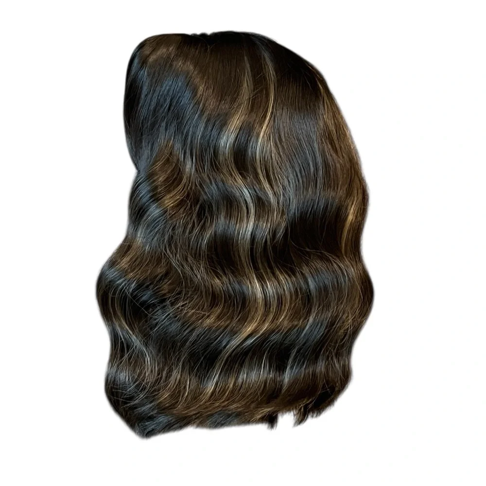 New Wig Wavy Honey Brown Mix Light blonde Highligts 12' inch